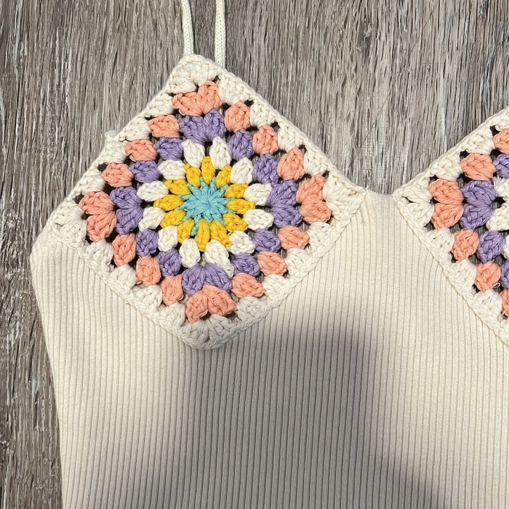 Zara Boho Crocheted Ribbed Crop Top​​​​​ - Picture 2 of 9